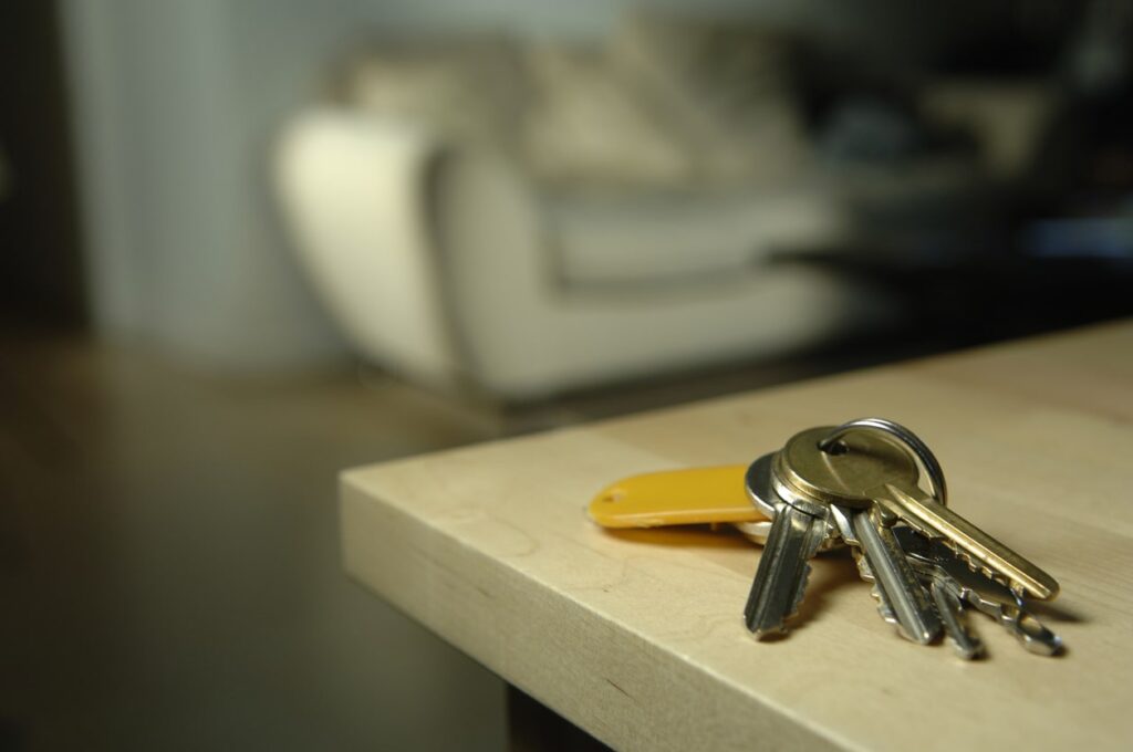 homeowners keys on side table