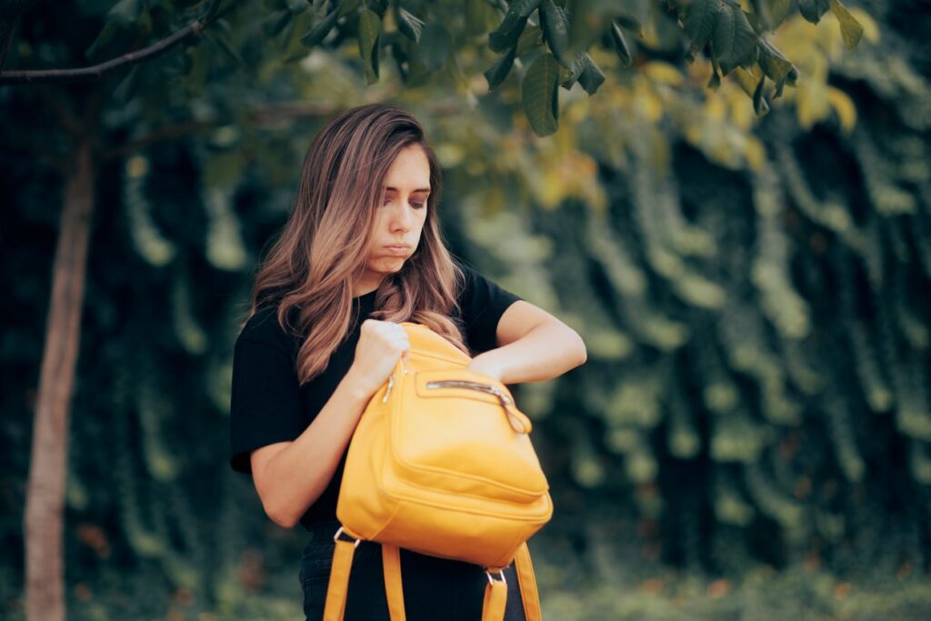 woman realising house keys are lost 